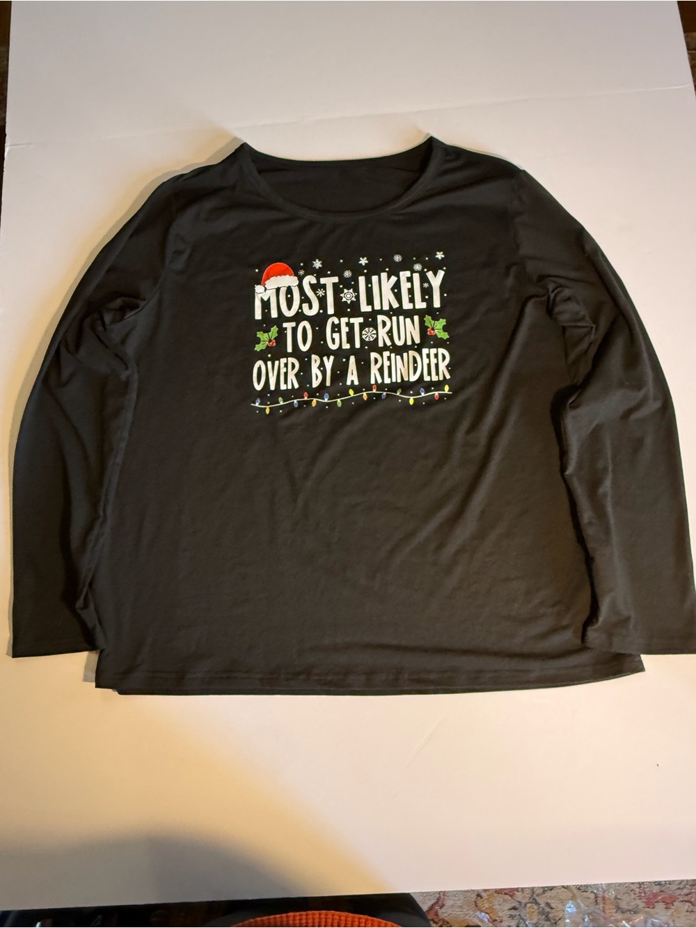 Most Likely to Get Run Over by a Reindeer Holiday Long Sleeve Tee - XL